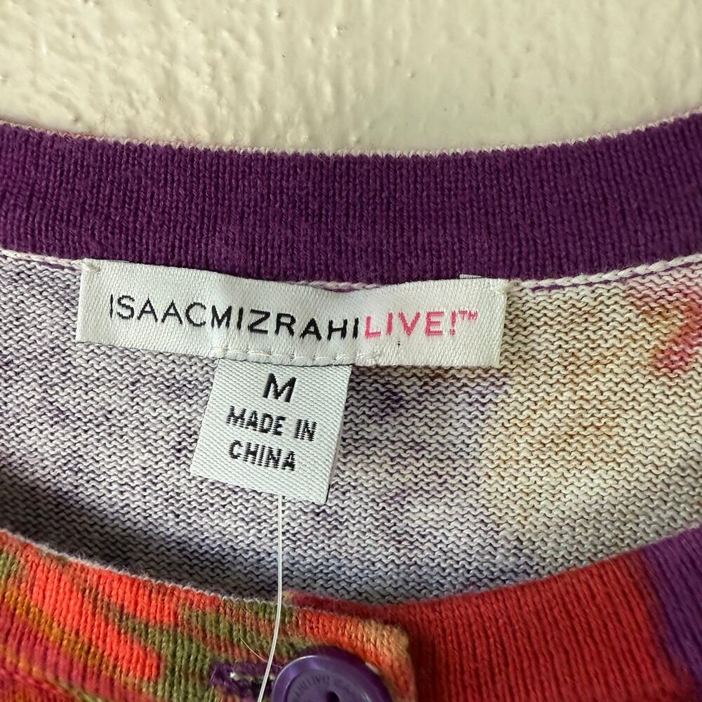 NWOT Isaac Mizrahi Crewneck Buttondown cardigan size M - Picture 3 of 10